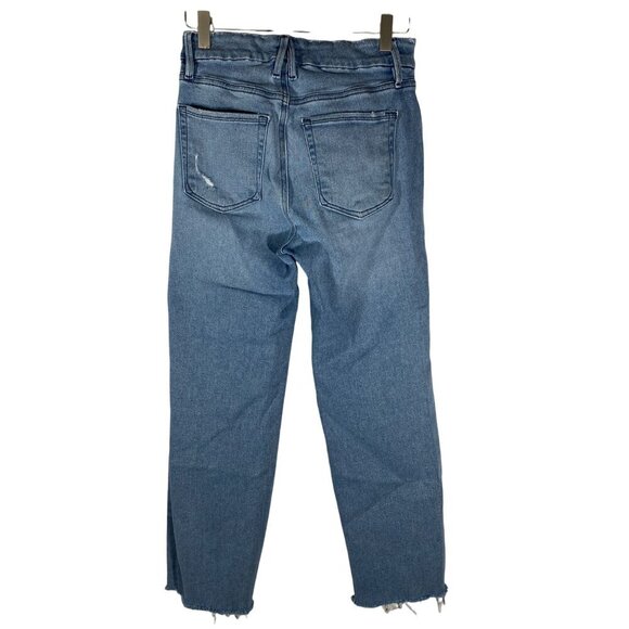 Good American Good Legs straight mid rise frayed hem & waist Sz 6 / 28 stretch - Picture 3 of 13